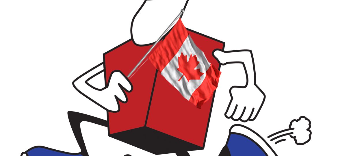 Custom Courier Blue Running Man With Canada Flag